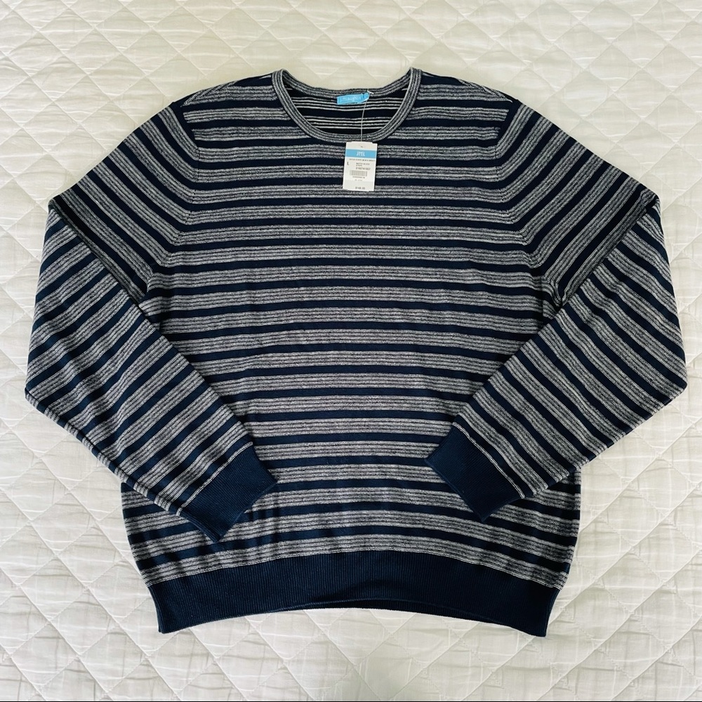 NWT J. McLaughlin Cyrus Stripe Navy / Silver Sweater